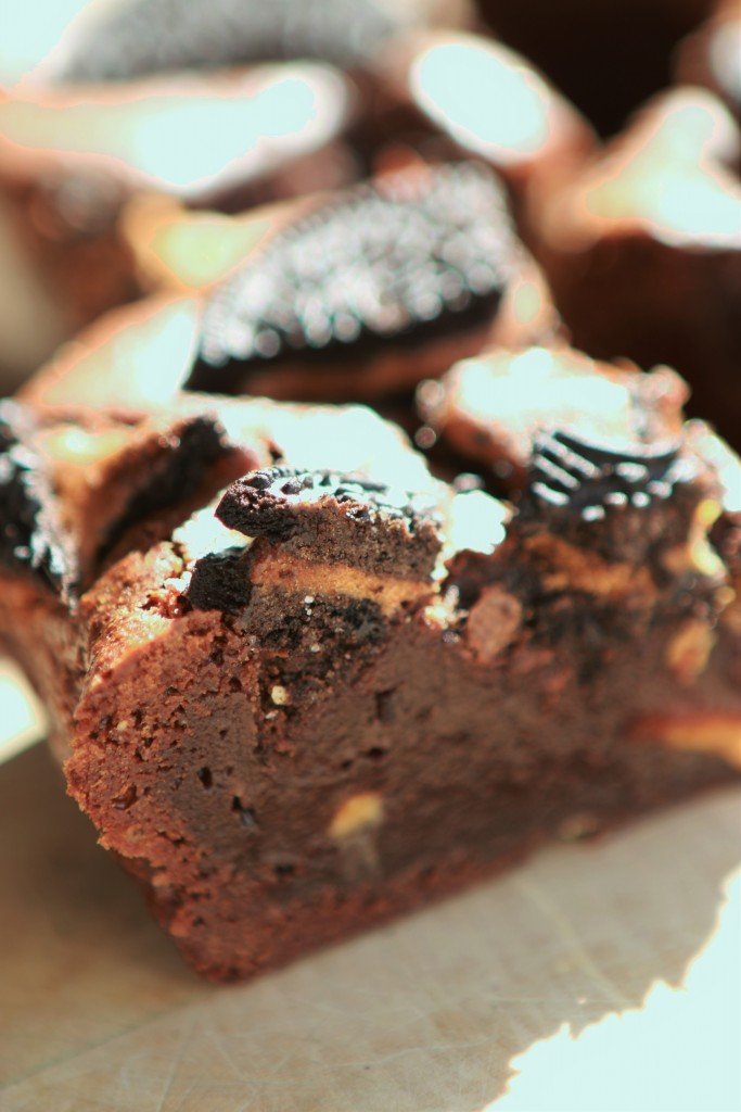 peanut butter oreo brownies holly bell close up