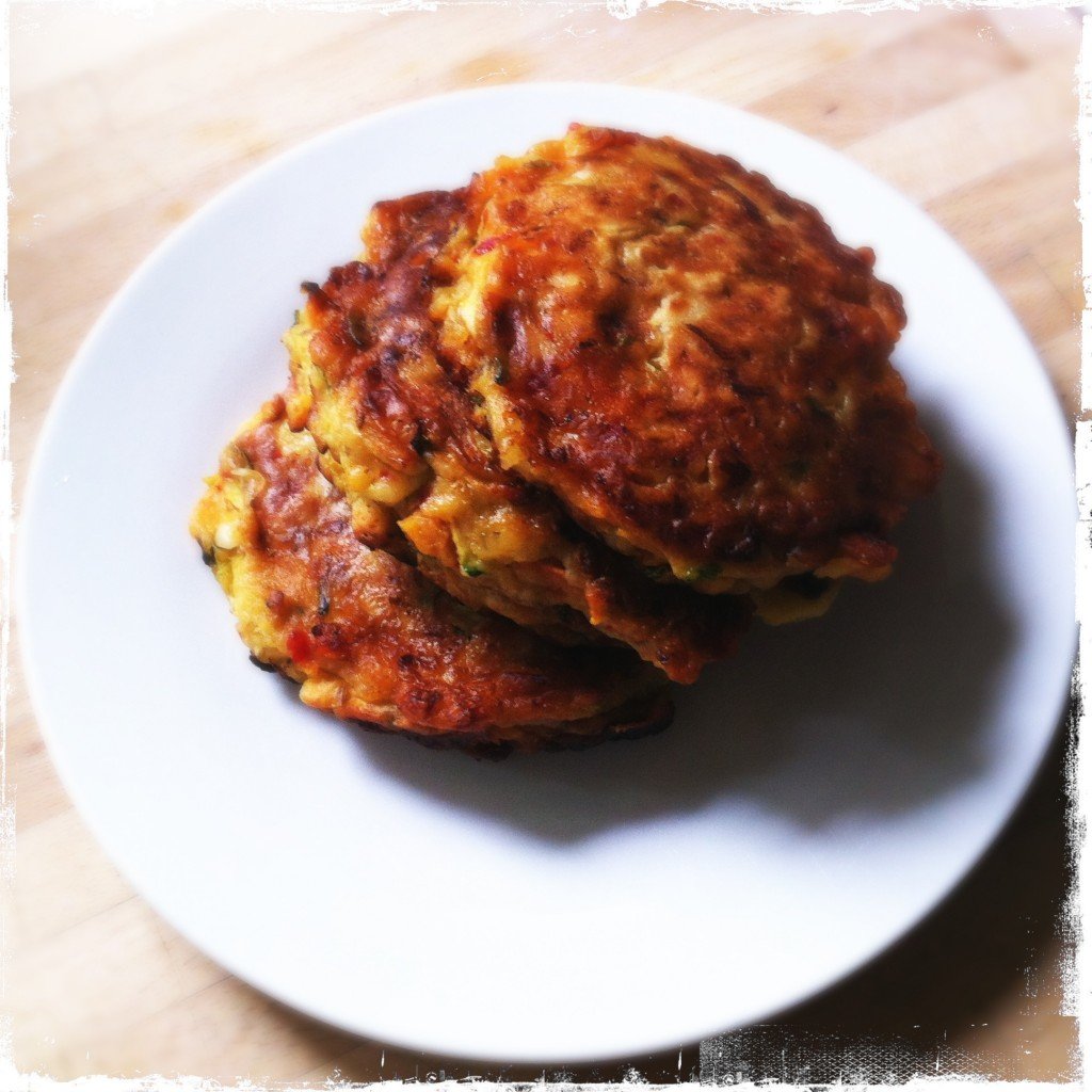 halloumi courgette and carrot fritters