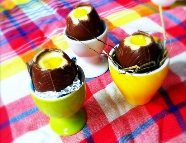 white chocolate mousse eggs with lemon curd